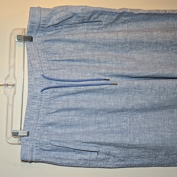 Athleta Retreat Chambray Wide-leg Slit Hem Drawstring Pocket Tall Pants NWOT - Picture 4 of 13
